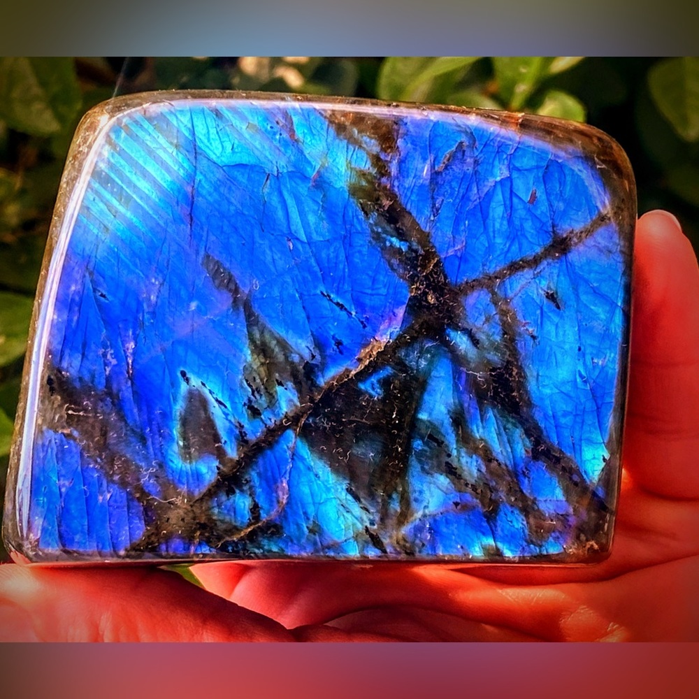 Blue Flashy Labradorite Crystal Bookend Home Decor Accent